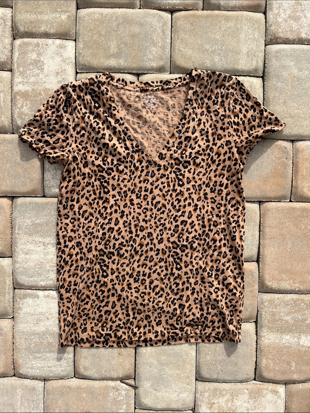 J CREW Leopard Print V-Neck Women's Top - Brown/Black